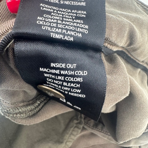 Tahari Pants Women 14 Green Brown Chambray Tapered Drawstring Lagen Coastal - Picture 11 of 16